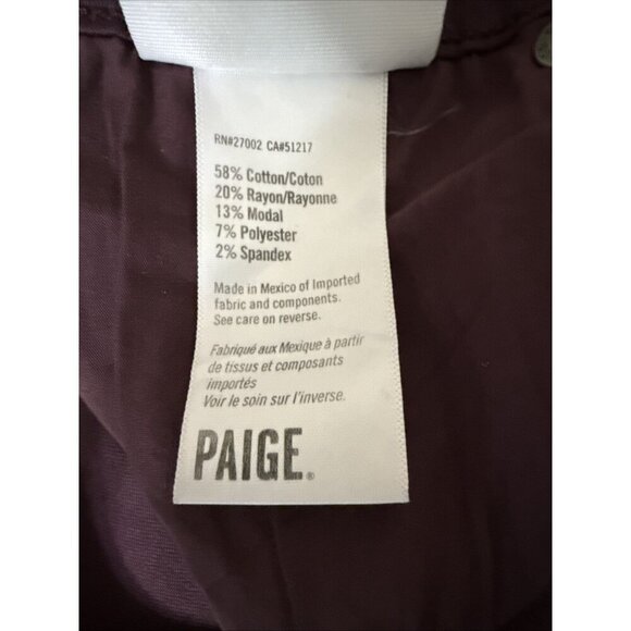 New PAIGE Womens Size 31 Burgundy Coated Verdugo Ankle Jeans Pants Mid Rise NWT - Picture 8 of 9